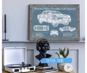 14" x 11" / Greyson Frame Cutler West Toyota Hilux Double Cab (2016) Vintage Blueprint Auto Print