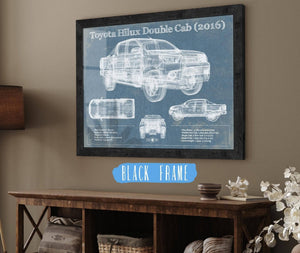20" x 16" / Black Frame Cutler West Toyota Hilux Double Cab (2016) Vintage Blueprint Auto Print