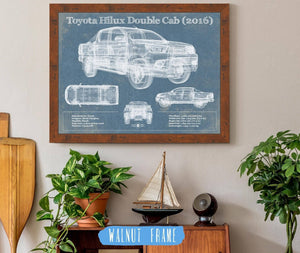 20" x 16" / Walnut Frame Cutler West Toyota Hilux Double Cab (2016) Vintage Blueprint Auto Print