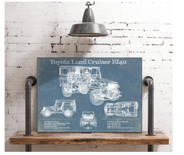 Cutler West Toyota Land Cruiser FJ40 Blueprint Vintage Auto Print