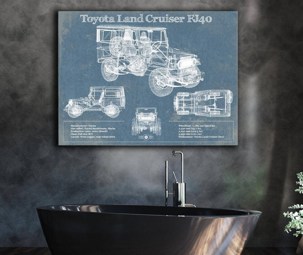 Cutler West Toyota Land Cruiser FJ40 Blueprint Vintage Auto Print