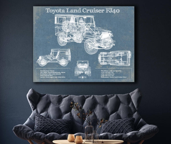 Cutler West Toyota Land Cruiser FJ40 Blueprint Vintage Auto Print