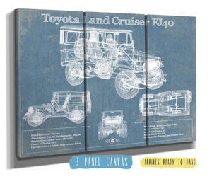 36" x 24" / 3 Panel Canvas Wrap Cutler West Toyota Land Cruiser FJ40 Blueprint Vintage Auto Print