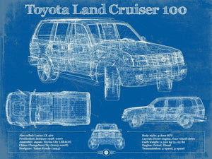 14" x 11" / Unframed Cutler West Toyota Land Cruiser J100 Blueprint Vintage Auto Print