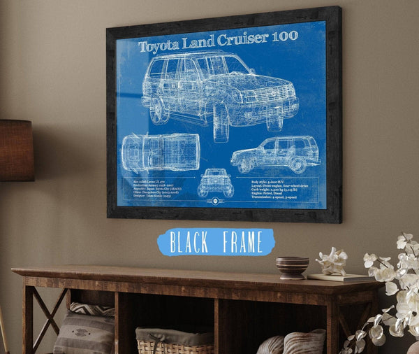 20" x 16" / Black Frame Cutler West Toyota Land Cruiser J100 Blueprint Vintage Auto Print