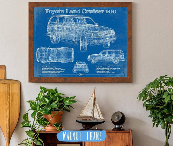 20" x 16" / Walnut Frame Cutler West Toyota Land Cruiser J100 Blueprint Vintage Auto Print