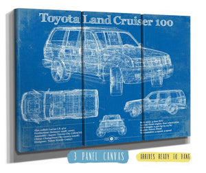 36" x 24" / 3 Panel Canvas Wrap Cutler West Toyota Land Cruiser J100 Blueprint Vintage Auto Print