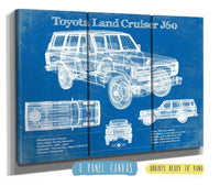 Cutler West Toyota Collection 48" x 32" / 3 Panel Canvas Wrap Toyota Land Cruiser J60 Blueprint Vintage Auto Print 140245
