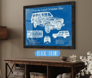 20" x 16" / Black Frame Cutler West Toyota Land Cruiser J60 Blueprint Vintage Auto Print