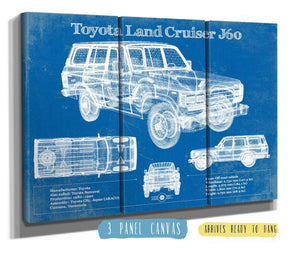 36" x 24" / 3 Panel Canvas Wrap Cutler West Toyota Land Cruiser J60 Blueprint Vintage Auto Print