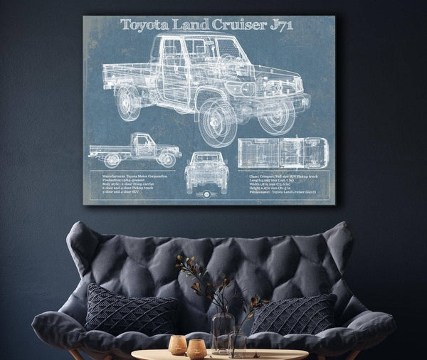 Cutler West Toyota Land Cruiser J71 Blueprint Vintage Auto Print