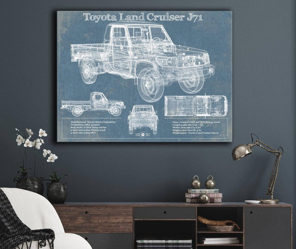 Cutler West Toyota Land Cruiser J71 Blueprint Vintage Auto Print