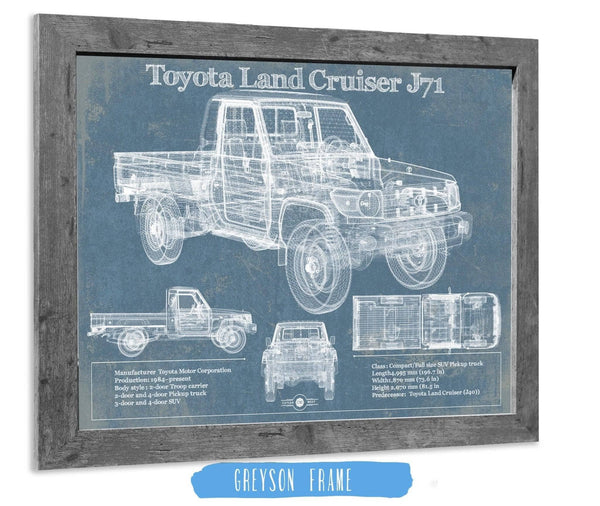 14" x 11" / Greyson Frame Cutler West Toyota Land Cruiser J71 Blueprint Vintage Auto Print