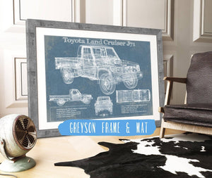14" x 11" / Greyson Frame & Mat Cutler West Toyota Land Cruiser J71 Blueprint Vintage Auto Print