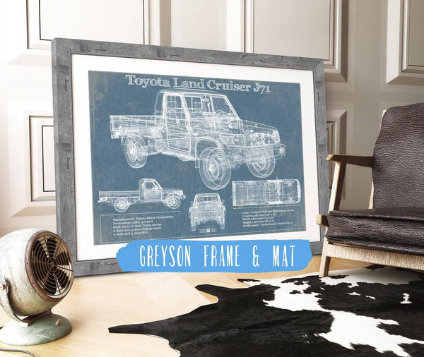 14" x 11" / Greyson Frame & Mat Cutler West Toyota Land Cruiser J71 Blueprint Vintage Auto Print