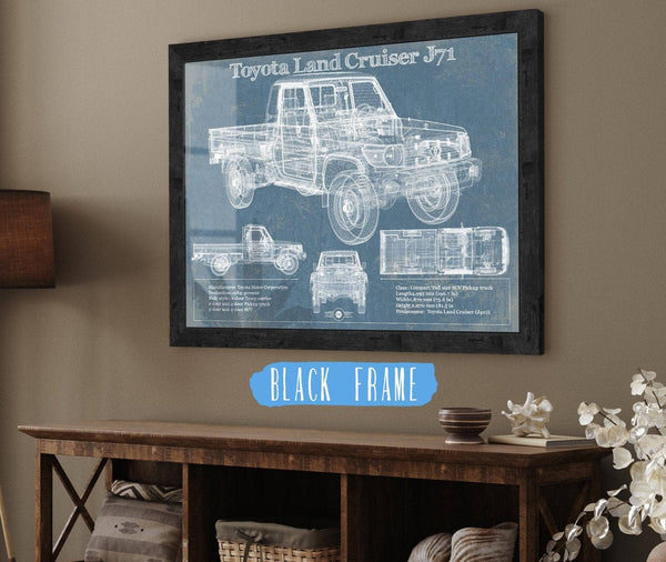 20" x 16" / Black Frame Cutler West Toyota Land Cruiser J71 Blueprint Vintage Auto Print