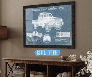 20" x 16" / Black Frame Cutler West Toyota Land Cruiser J79 Blueprint Vintage Auto Print