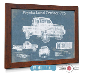20" x 16" / Walnut Frame Cutler West Toyota Land Cruiser J79 Blueprint Vintage Auto Print