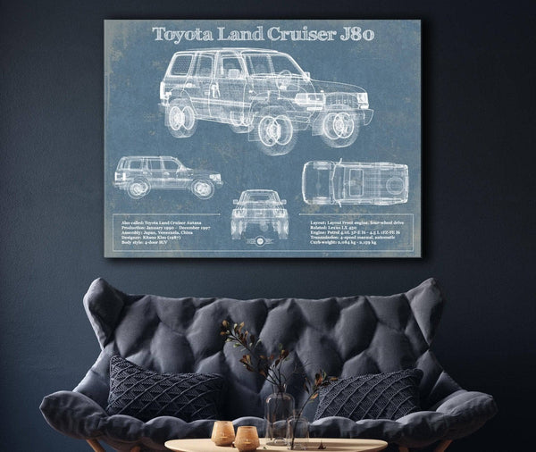 Cutler West Toyota Land Cruiser J80 Blueprint Vintage Auto Print