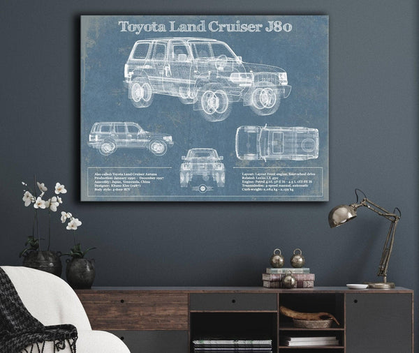 Cutler West Toyota Land Cruiser J80 Blueprint Vintage Auto Print