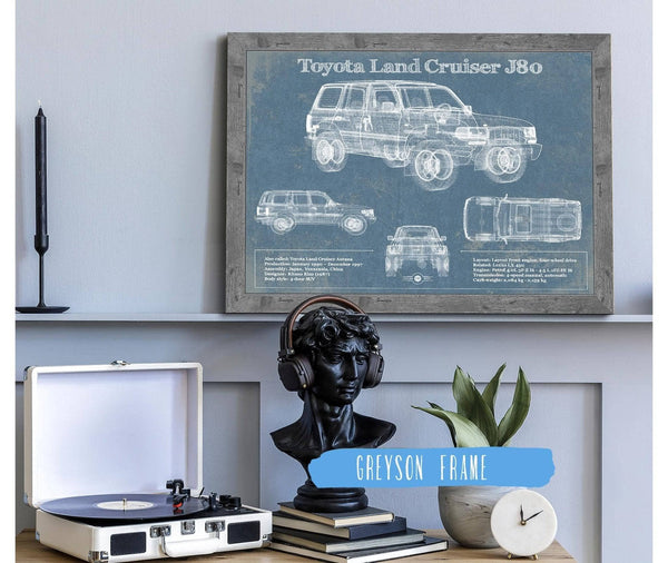 14" x 11" / Greyson Frame Cutler West Toyota Land Cruiser J80 Blueprint Vintage Auto Print
