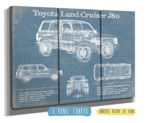 36" x 24" / 3 Panel Canvas Wrap Cutler West Toyota Land Cruiser J80 Blueprint Vintage Auto Print