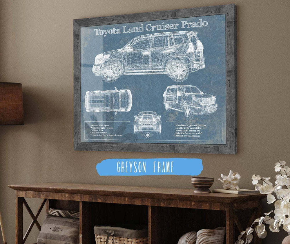14" x 11" / Stretched Canvas Wrap Cutler West Toyota Land Cruiser Prado (2016) Blueprint Vintage Auto Patent Print