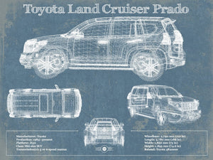 14" x 11" / Unframed Cutler West Toyota Land Cruiser Prado (2016) Blueprint Vintage Auto Patent Print