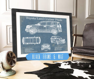 20" x 16" / Black Frame & Mat Cutler West Toyota Land Cruiser Prado (2016) Blueprint Vintage Auto Patent Print