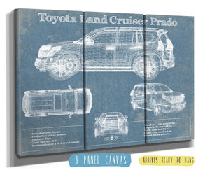 48" x 36" / 3 Panel Canvas Wrap Cutler West Toyota Land Cruiser Prado (2016) Blueprint Vintage Auto Patent Print