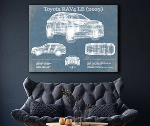 Cutler West Toyota RAV4 LE (2019) Blueprint Vintage Auto Patent Print