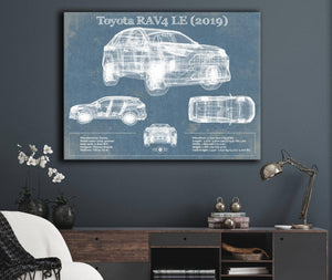 Cutler West Toyota RAV4 LE (2019) Blueprint Vintage Auto Patent Print