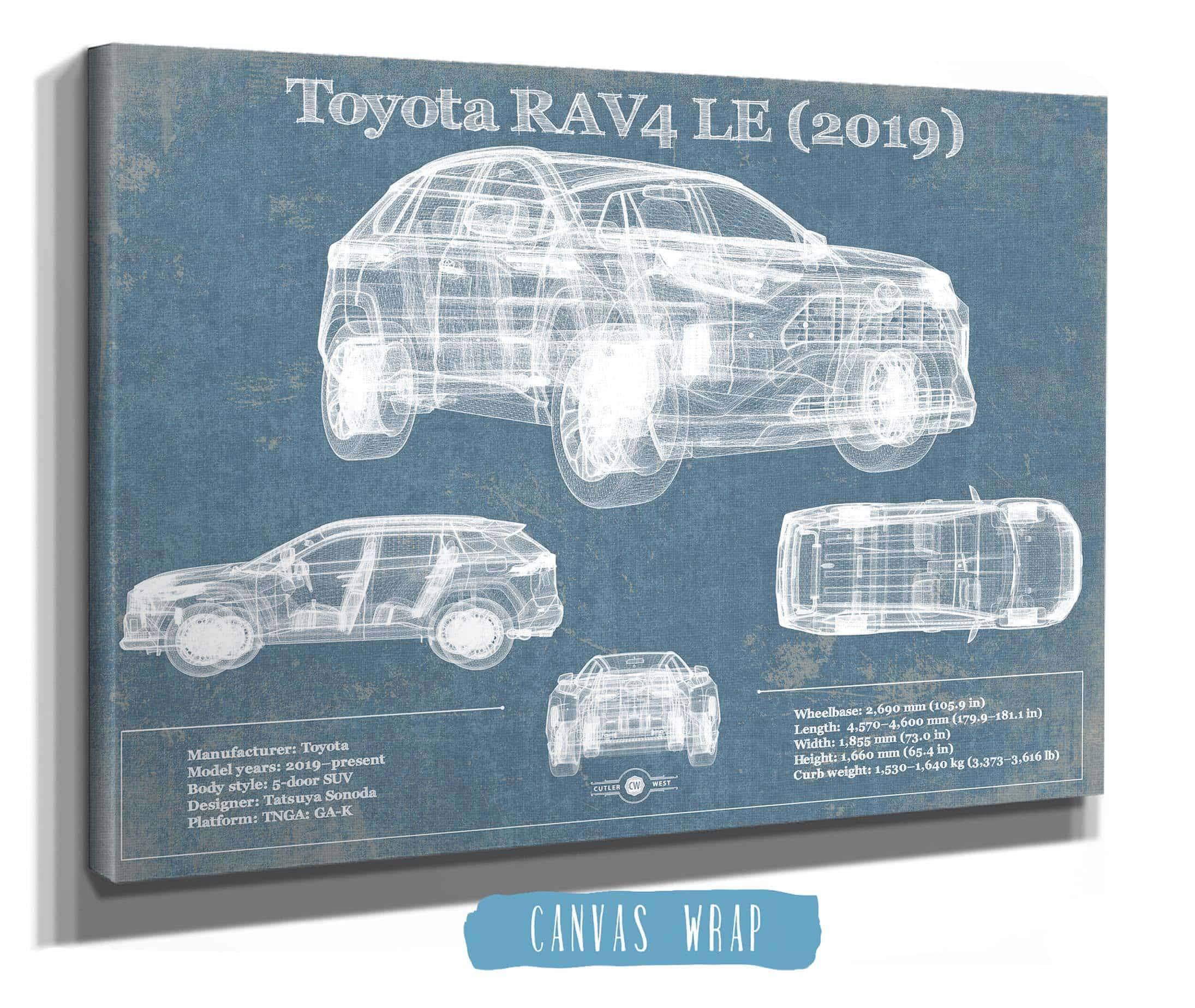 Toyota RAV4 LE (2019) Blueprint Vintage Auto Patent Art by Cutler West