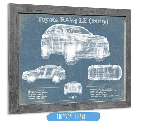 20" x 16" / Greyson Frame Cutler West Toyota RAV4 LE (2019) Blueprint Vintage Auto Patent Print