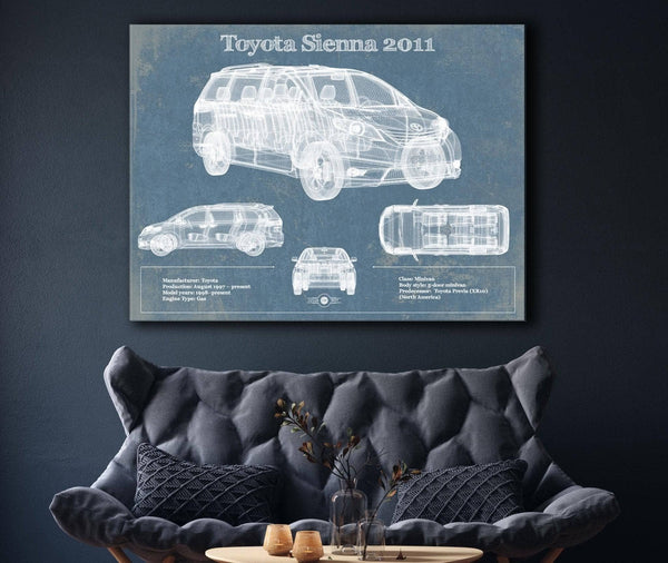 Cutler West Toyota Sienna 2011 Blueprint Vintage Auto Print