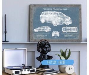 14" x 11" / Greyson Frame Cutler West Toyota Sienna 2011 Blueprint Vintage Auto Print