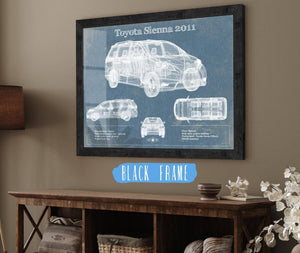 20" x 16" / Black Frame Cutler West Toyota Sienna 2011 Blueprint Vintage Auto Print