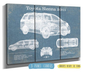 36" x 24" / 3 Panel Canvas Wrap Cutler West Toyota Sienna 2011 Blueprint Vintage Auto Print