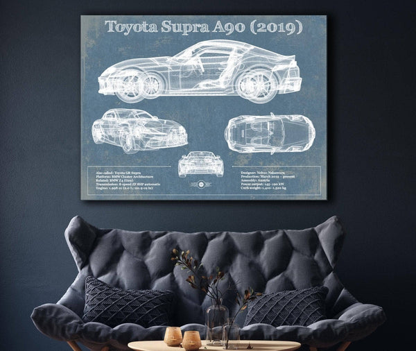 Cutler West Toyota Supra A90 2019 Blueprint Vintage Auto Print