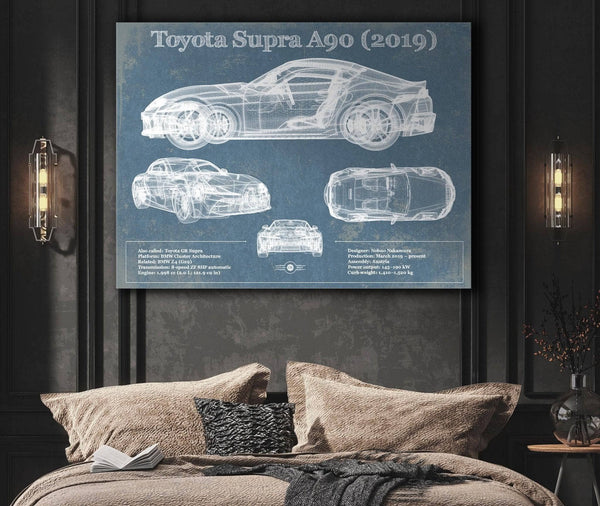 Cutler West Toyota Supra A90 2019 Blueprint Vintage Auto Print