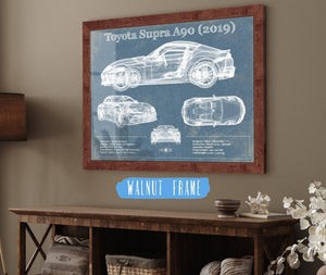 20" x 16" / Walnut Frame Cutler West Toyota Supra A90 2019 Blueprint Vintage Auto Print