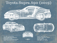Cutler West Toyota Collection 14" x 11" / Unframed Toyota Supra A90 2019 Blueprint Vintage Auto Print 890477719_9169