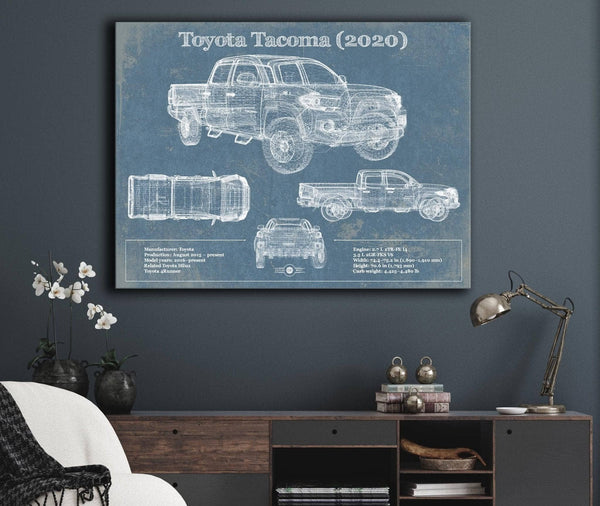Cutler West Toyota Tacoma (2020) Vintage Blueprint Truck Print