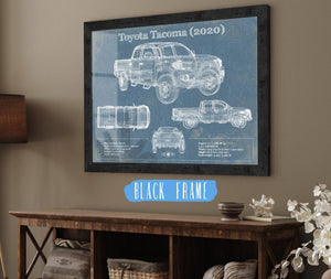 20" x 16" / Black Frame Cutler West Toyota Tacoma (2020) Vintage Blueprint Truck Print