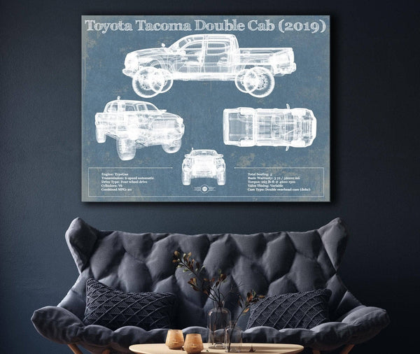 Cutler West Toyota Tacoma Double Cab (2019) Vintage Blueprint Auto Print