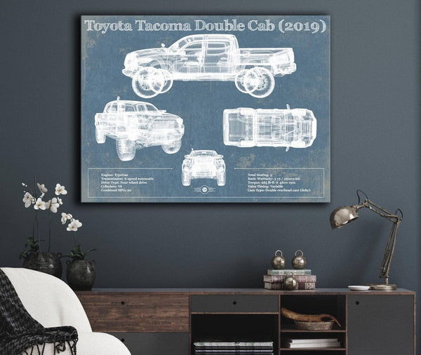 Cutler West Toyota Tacoma Double Cab (2019) Vintage Blueprint Auto Print