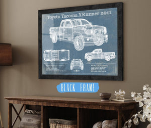 20" x 16" / Black Frame Cutler West Toyota Tacoma XRunner 2011 Vintage Blueprint Auto Print