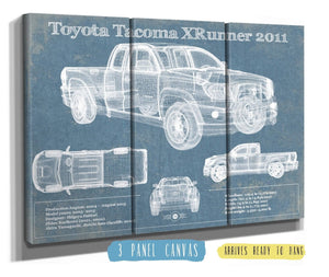 36" x 24" / 3 Panel Canvas Wrap Cutler West Toyota Tacoma XRunner 2011 Vintage Blueprint Auto Print