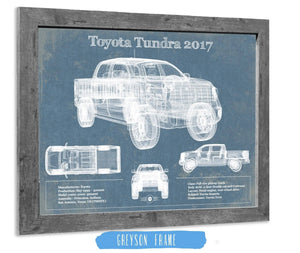 14" x 11" / Greyson Frame Cutler West Toyota Tundra 2017 Vintage Blueprint Auto Print