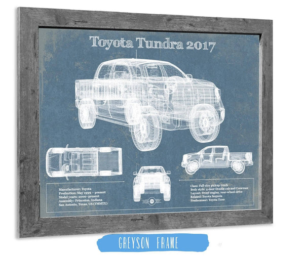 14" x 11" / Greyson Frame Cutler West Toyota Tundra 2017 Vintage Blueprint Auto Print